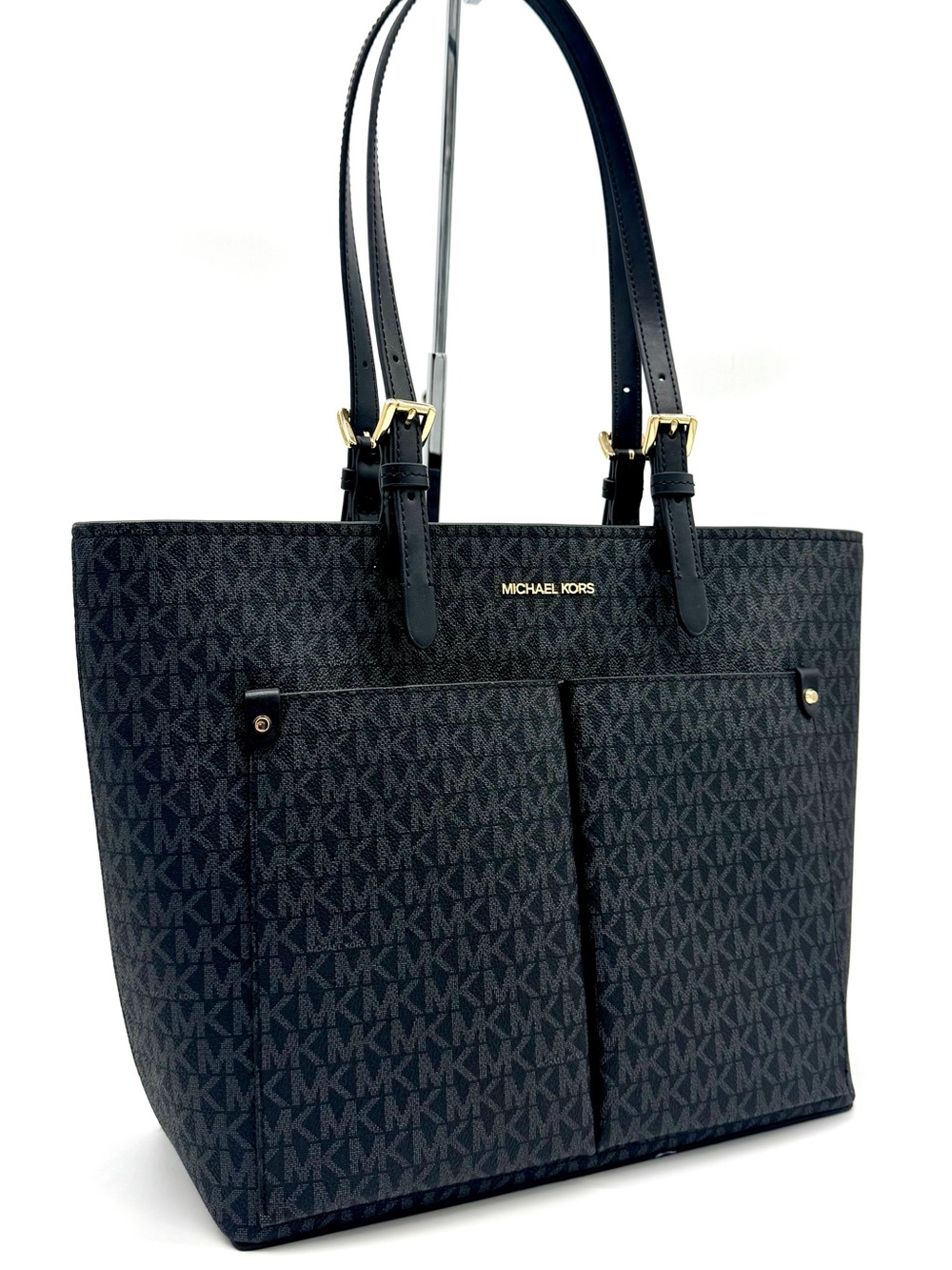 Michael Kors Jet Set Medium Pocket Tote Bag Black Multi - Picture 3 of 10